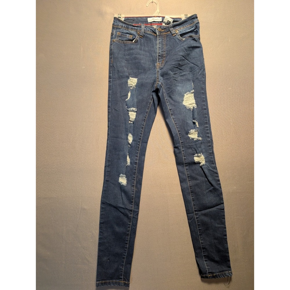 Vince Blue Co Womens Skinny Jeans Blue Distressed Grunge VB-210K Size 5